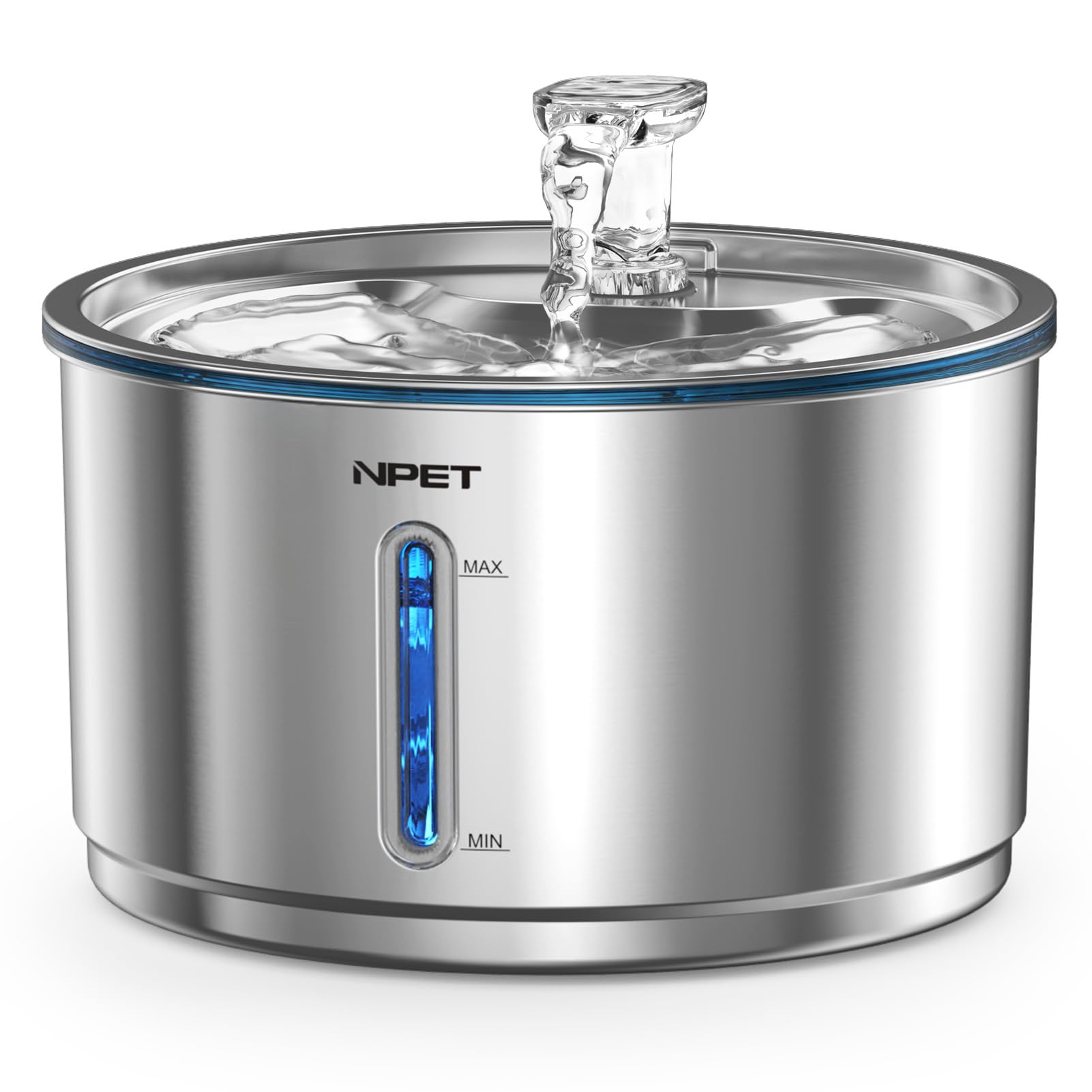Photo 1 of NPET Stainless Steel Cat Water Fountain, 1Gallon/135oz Automatic Pet Drinking Fountain Dog Water Dispenser Bowl with Water Level Window for Cats Indoor - WF210Plus