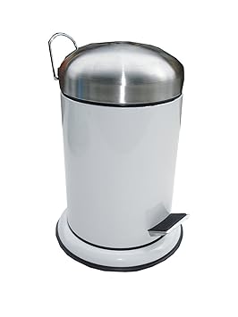 Treteimer WEISS – 3L Kosmetikeimer Abfalleimer Edelstahl glänzend