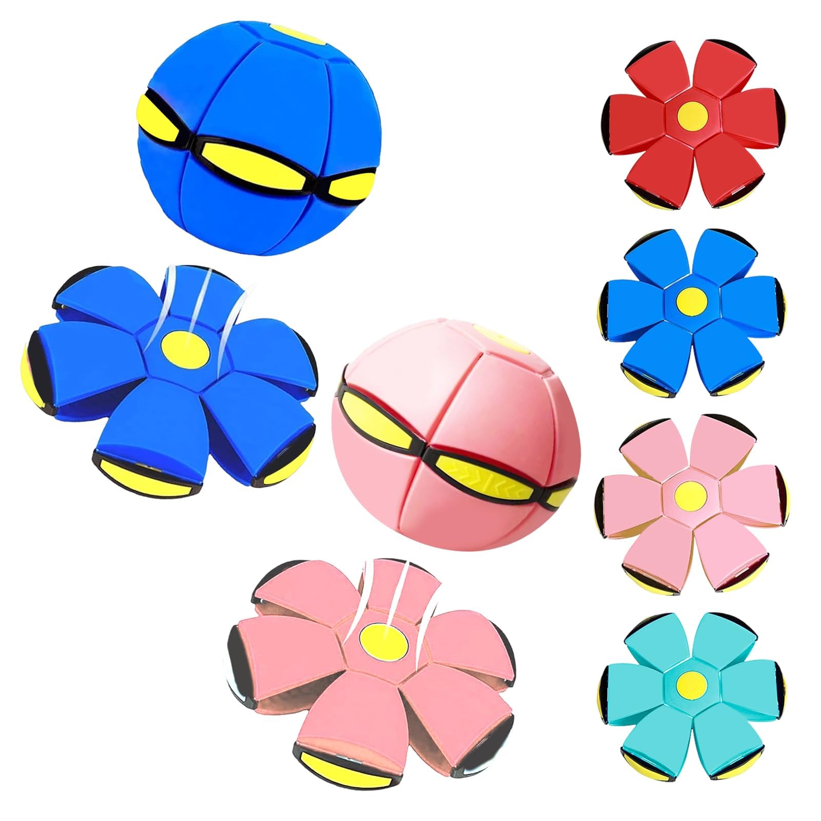 Magic Bouncing Ball, Bouncy Balls, Magical Flying Saucer, Family and Pet Interactive Toys, Safe & Durable Dual Form Freely Switchable for Indoor & Outdoor Use (2Pcs(Blue and Pink))