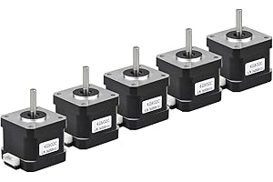 RTELLIGENT Nema 17 Stepper Motor 5PCS, 2 Phase Step Motor Bipolar 1.5A 59.5oz.in(42Ncm) 42x42x38mm 4-wire 30cm Long Cable for 3D Printer (5, 42A02C-Dupont)