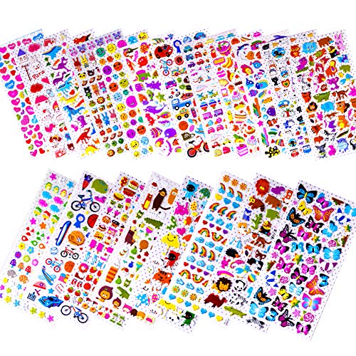 Stickers for Kids 1500+, 20 Different Sheets, 3D Puffy Stickers, Bulk Kids Stickers for