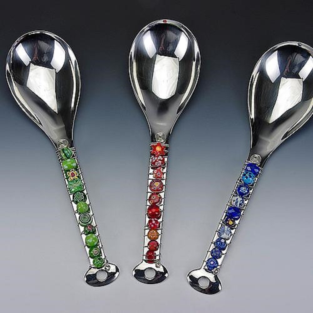 Wire Wrapped Stainless Steel Serving Spoon With Beads Handmade