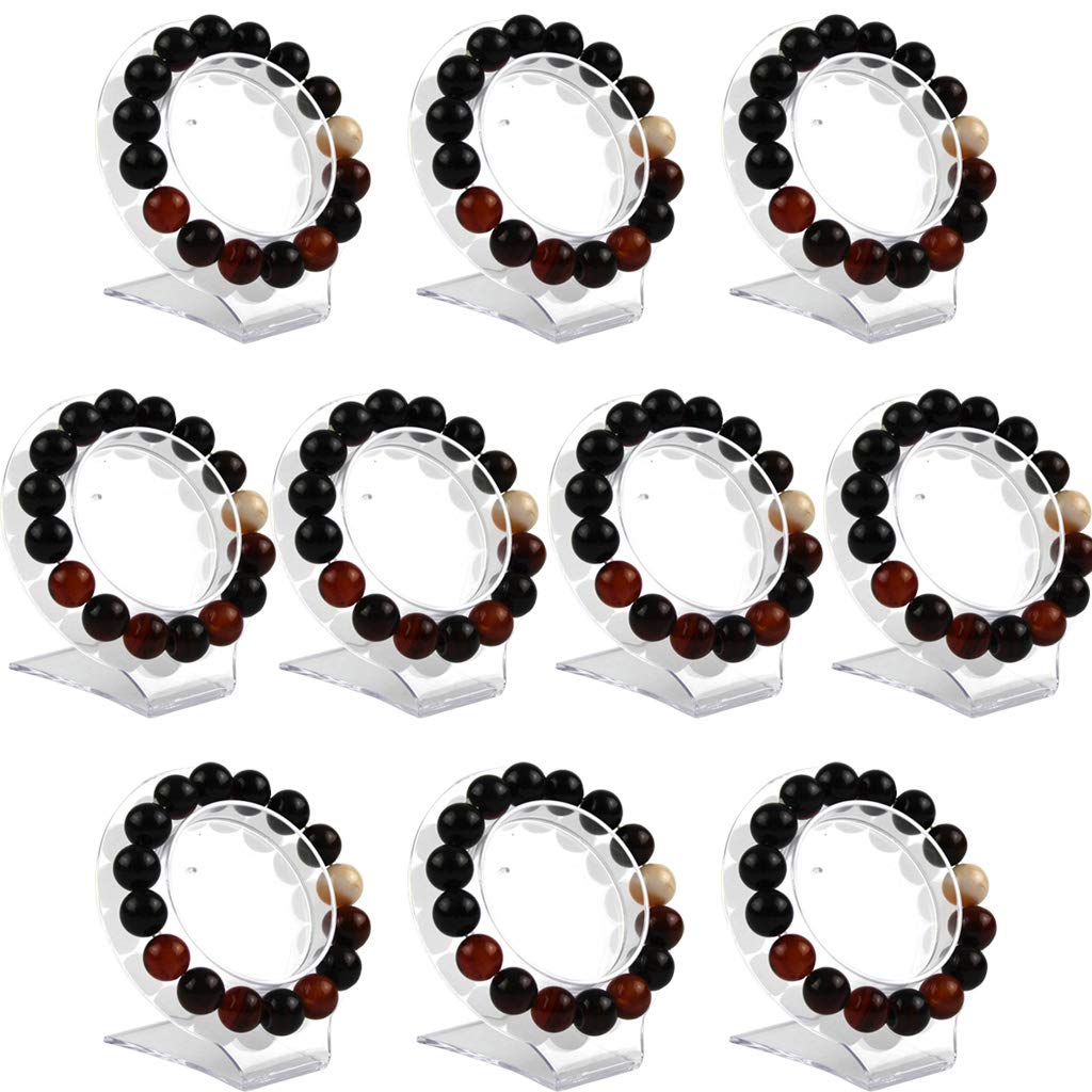 sccsport 10Pcs Clear Jewelry Bracelet Display Holder Bangle Organizer Rack Acrylic Bracelet Display Collar Stand Holder