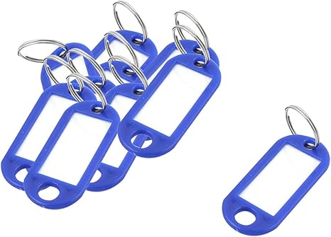Amazon Co Jp Uxcell キーidラベルのキーリング 名前のタグのキーホルダー 楕円形 プラスチック 金属リング ブルー 10個入り ホーム キッチン