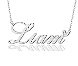 AOLO Liam Heart Name Necklace Silver Stainless