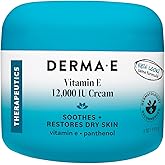 DERMA E Vitamin E Cream 12,000 IU Face Cream, 4 Oz Soothing &amp; Protecting | Multi-purpose body &amp; face moisturizer for dry skin, hydrating cream with panthenol, licorice root extract &amp; jojoba oil