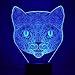 3D LED Night Lamp, Night Lighting, Optical Illusion Visual Lamp, 7 Colors Change, Touch Button, Decor Lamp, Bedside Lamp, Creative Lamp, Kids Gifts (Cat)