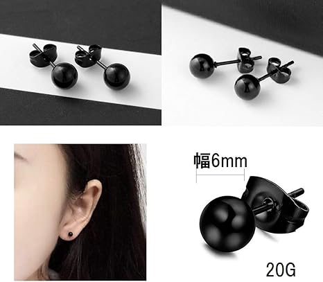 Amazon Co Jp セイヤインターナショナル ピアス メンズ レディース 両耳用 フープ リング スタッドピアス ステンレス 黒 4ペア 8個 セット ホビー