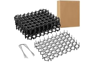 Cat Repellent Outdoor Cat Scat Mat,12 Pcs Cat Repellent Mat with Plastic Spikes, for Garden, Fence, Anti-Cats Network, Bird, 