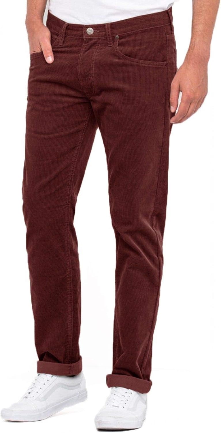 Lee Men's Daren Regular Slim Fit Corduroy Cords Burgundy Amazon.co.uk