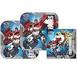 Cedar Crate Market Transformers Party Pack for 16 Guests - Amscan- 16 Lunch Plates and 16 Lunch Napkins