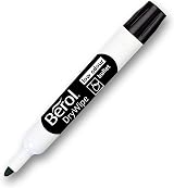 Berol Dry Wipe Whiteboard Marker Pens Black Ink 12 Count Bullet Tip view 3