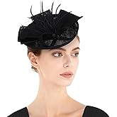 Lanpet Fascinators Hats for Church, Tea Party Hat for Women Vintage Feather Headpiece
