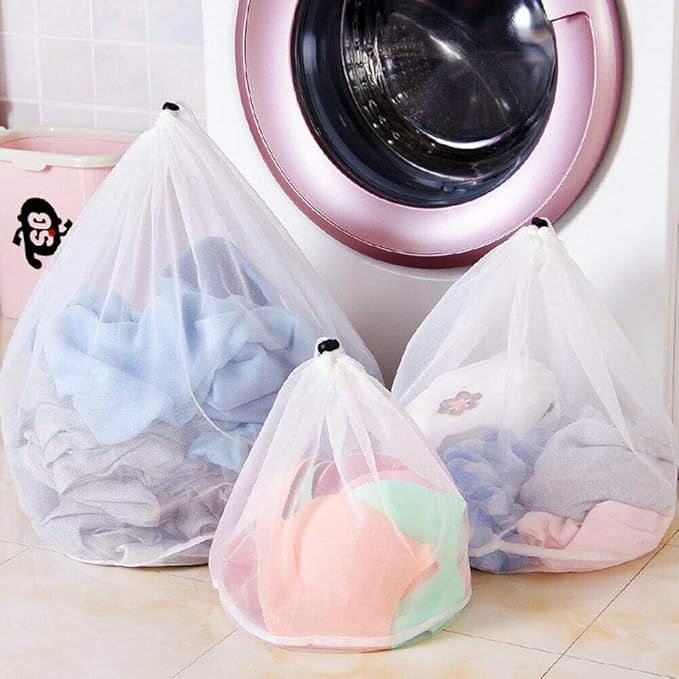 Amazing Tour 6 Pcs 4 Sizes Large Net Washing Bag for Washing Machine,Drawstring Closure Mesh
