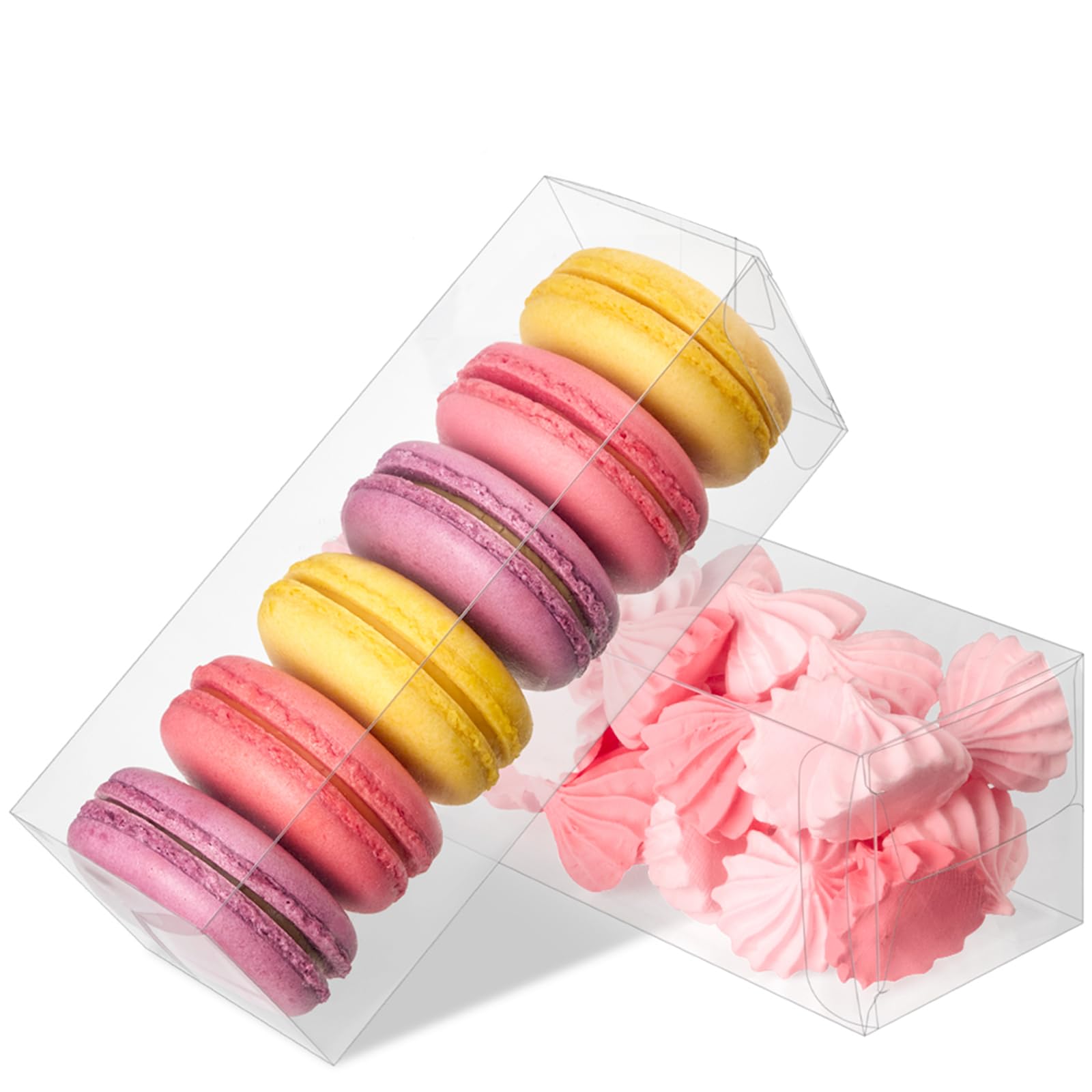 Photo 1 of Jutieuo 30 Pack Clear Favor Boxes for Treats, 2x2x6 Inch Plastic Rectangle Gift Boxes Transparent Macaron Box for Wedding, Baby Shower, Birthday, Retail