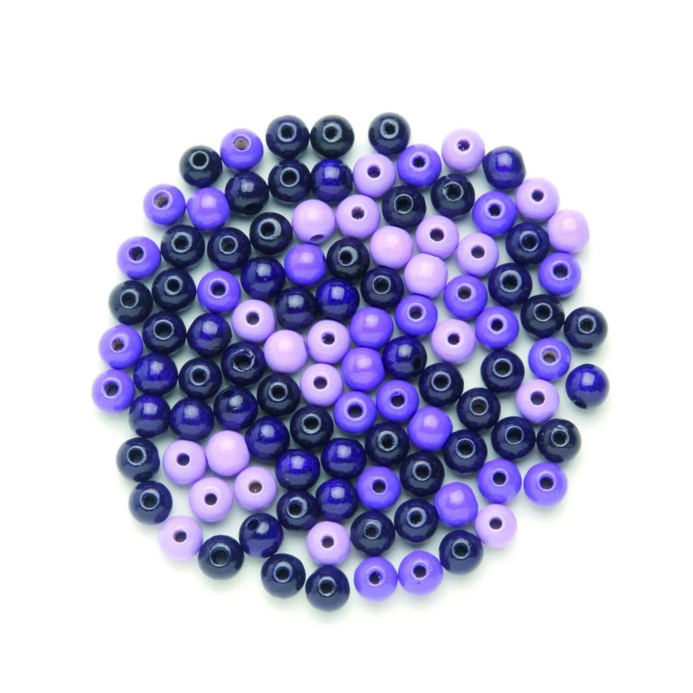 GLOREX Wood Bead 28ST Mix, Purple, 11 x 8.5 x 1 cm — image 1