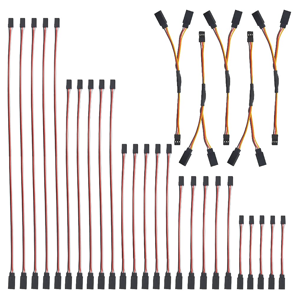 WMYCONGCONG 30 PCS Servo Splitter Cable Y Servo Extension Cable Lead Wire Cable and Servo Extension Lead Wire Cable Male to Female 3 Pin for Futaba JR Servo Extension Connection