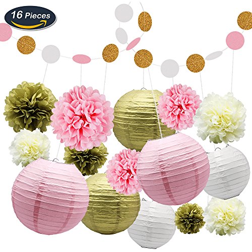 Kungyo tissue paper pom poms kit flowers paper lanterns and polka…