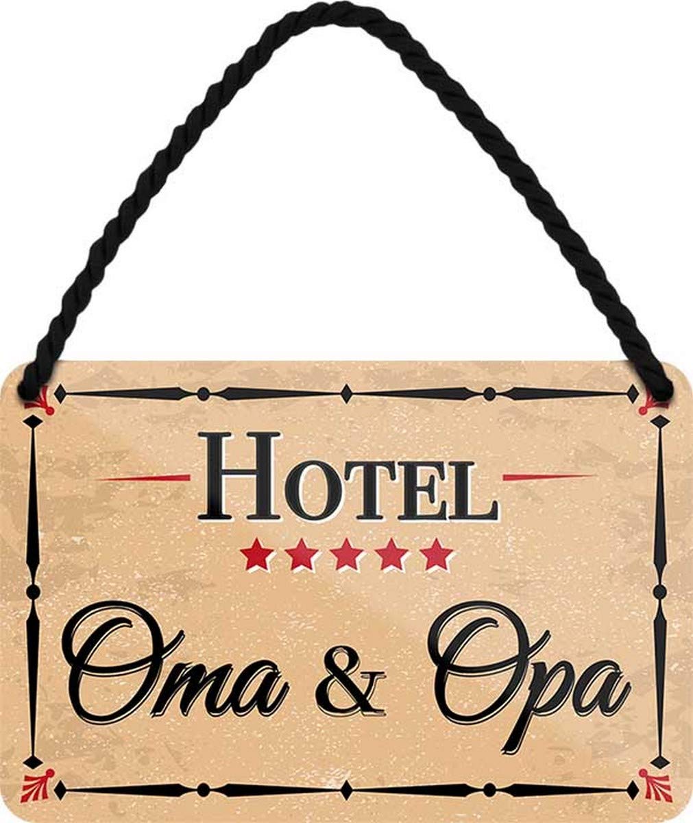 HS522 N / A Hotel Oma & Grandpa 18 x 12 cm Metal Sign