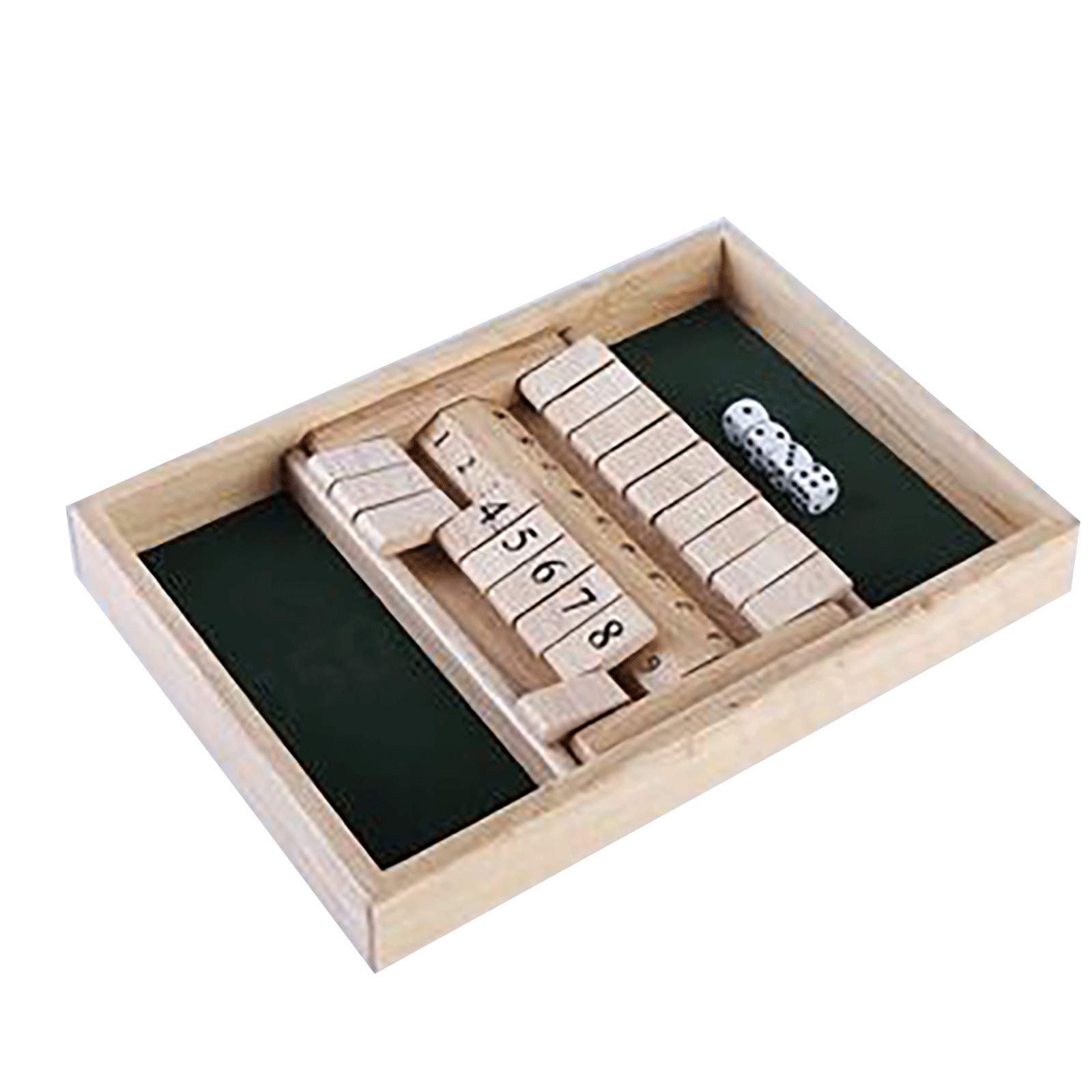 Wooden Shut The Box Game Board Funny Double-Sided Flop Games Dice Math Game for Kids and Adults Fami