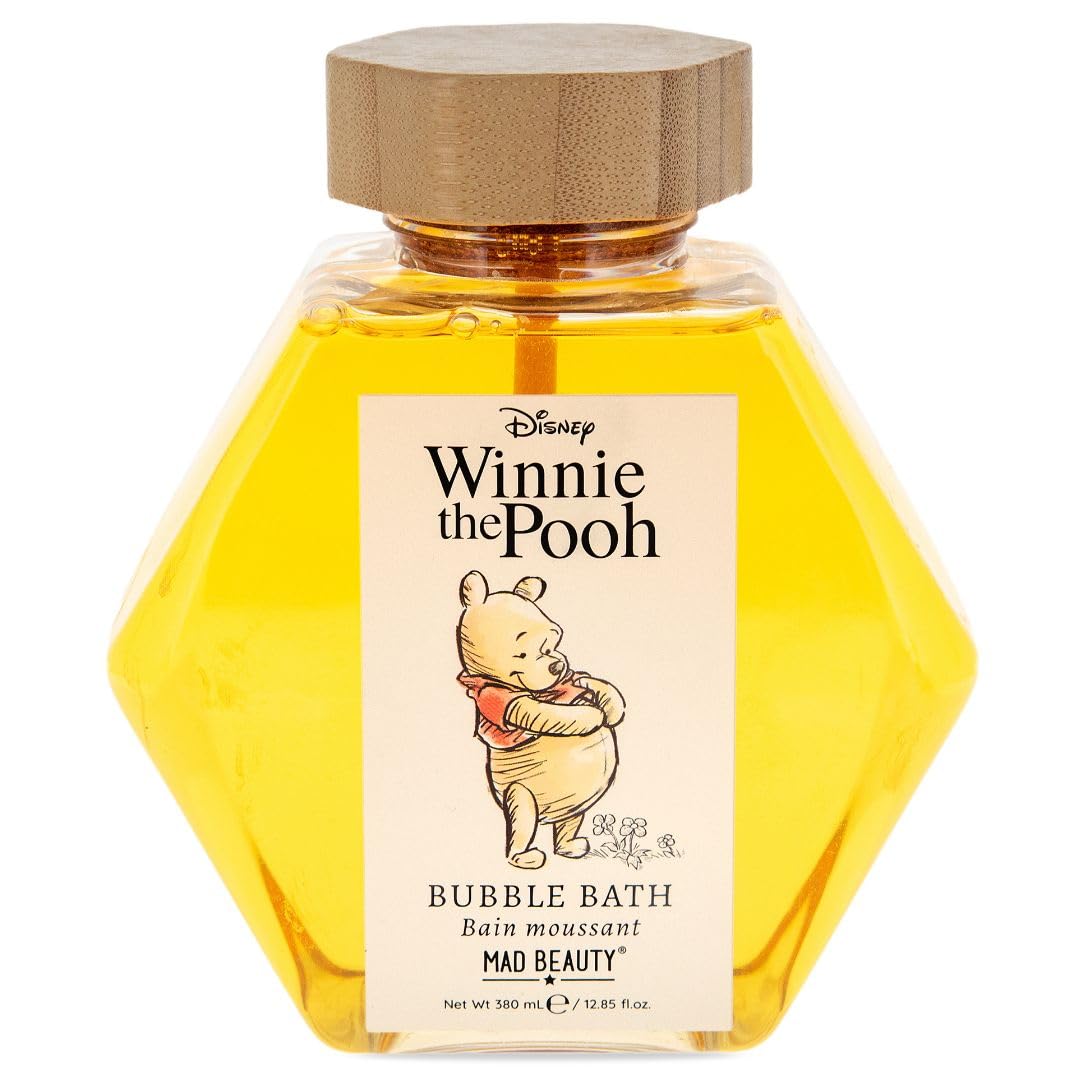 Winnie The Pooh Bubble Bath in Honey Pot Disney | MAD Beauty | Cute Honey Spoon Dipper on Lid Design, Wildflower Fragrance, Cruelty-Free, Relax Skincare Cosmetic Gift for Women, Men, Adults - Yellow
