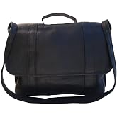 Piel Leather Traditional Flap Portfolio, Black, One Size