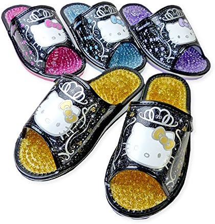 Amazon レディース 婦人 健康サンダル Hello Kitty ハローキティ キャラプリント ラメ入り 2 サックス Lサイズ レディース シューズ バッグ