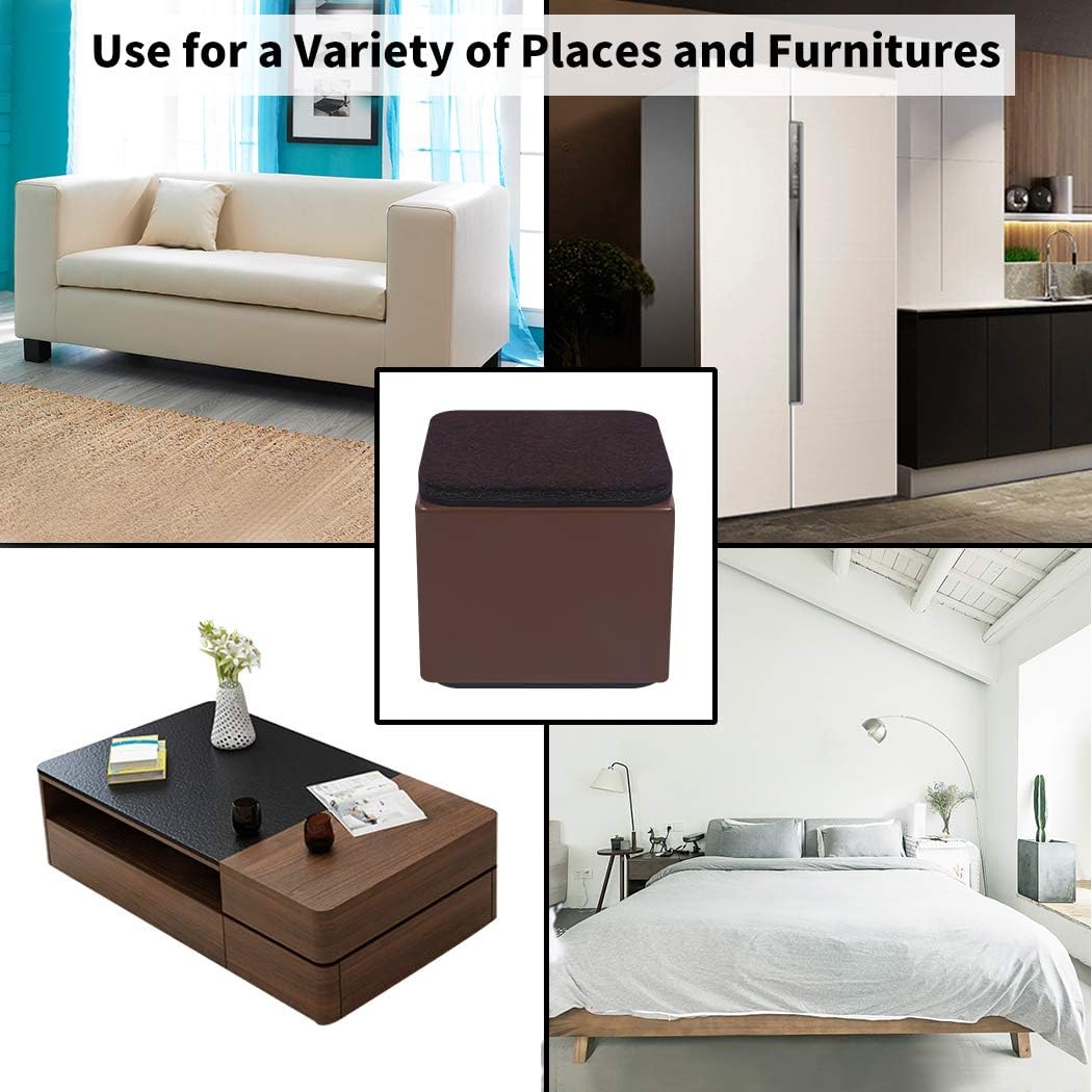 Ezprotekt Lift Furniture Risers Solid Steel Bed Risers,Adds 2" Height to Heavy Furniture or Beds Self-Adhesive Furniture Chair Table Risers Square(Set of 4) Supports 20,000 lbs (Brown): Home & Kitchen