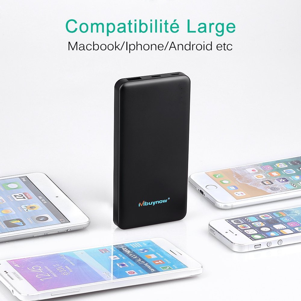 10000 mAh Batería Externa Power Bank QC 3.0 Carga Rápida, Mbuynow (Doble Puerto, Total 5V/3.5A) Cargador portátil, Extra compacto, para iPhone , iPad, Samsung Galaxy,Huawei,Android , Teléfonos móviles, Tablet y Más