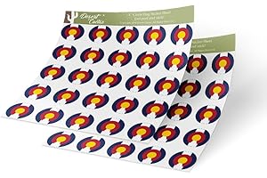 Desert Cactus Colorado State Flag Sticker Decal 1 Inch Round Two Sheets 50 Total Pieces Kids Logo Scrapbook Car Vinyl Window Bumper Laptop C