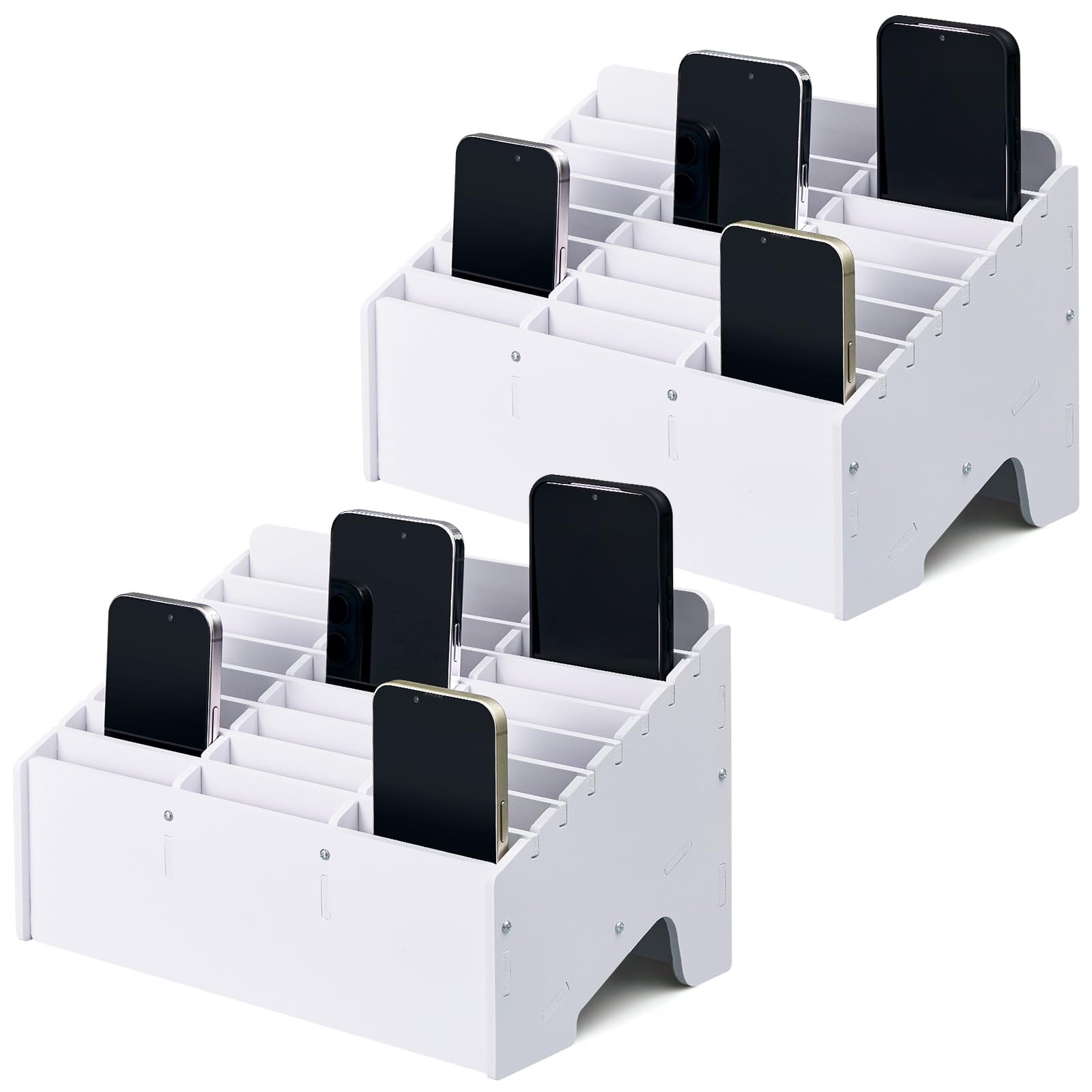 Photo 1 of Ctosree 2 Pcs Cell Phone Holder School Desk Calculator Storage Box Holder Case Multifunctional Classroom Caddy Cell Phone Organizer (11.81 x 6.69 x 7.09 Inch)