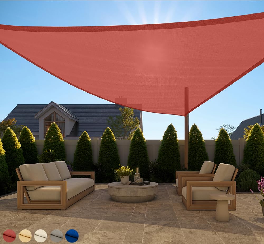 GORILLA GRIP Heavy Duty Sun Shade, UV Protection Fade Tear and Rust Resistant Rectangle Sunshade Canopy, Curved Edges Blocks Sunlight, Breathable Sail, Outdoor Patio, Lawn Garden, 16x16x16, Terra Image