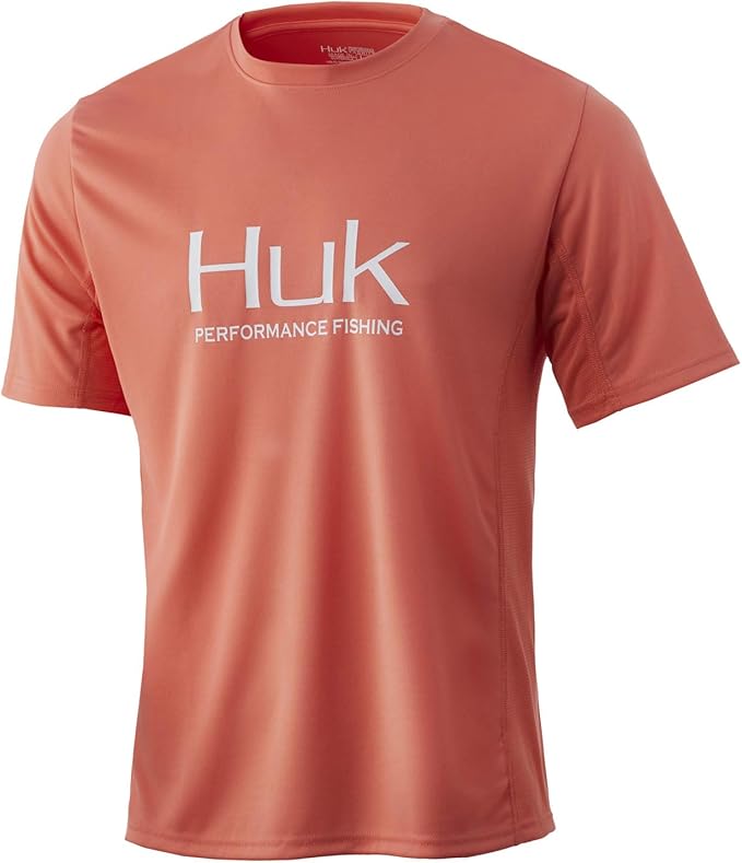HUK Icon X Shirt ShortSleeve Performance Shirt, Fusion Coral, Medium