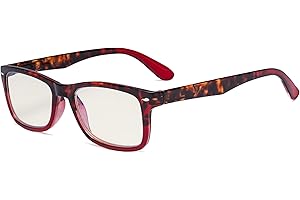 Eyekepper Blue Light Filter Reading Glasses - UV420 Protection Anti Glare Anti Reflective Computer Readers - Tortoise/Red +1.