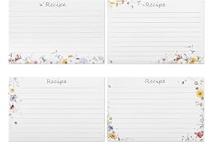 40pcs Blank Recipe Cards, 4x6 Inch/15x10cm Double-Sided Recipe Cards Wildflower Pattern Wedding Cookbooks Favors for Recordin