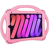 TopEsct Kids Case for iPad mini 7 (A17 Pro) 2024 /iPad Mini6 2021, Shockproof Silicone Cover with Handle Stand for 8.3" iPad mini 6th/7th Gen, Pink