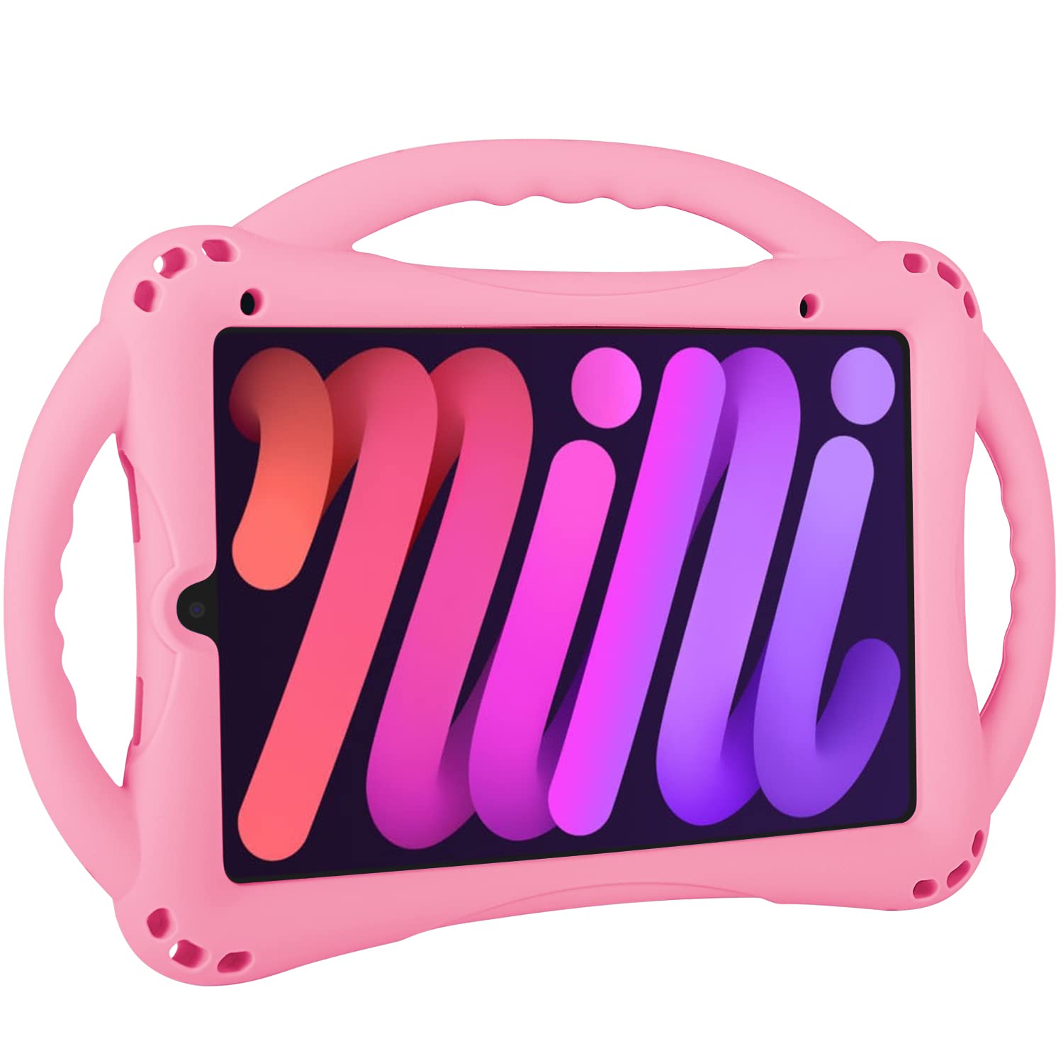 TopEsct Kids Case for iPad Mini 7 (A17 Pro) 2024 /iPad Mini6 2021, Shockproof Silicone Cover with Handle Stand for 8.3" iPad Mini 6th/7th Gen,Pink
