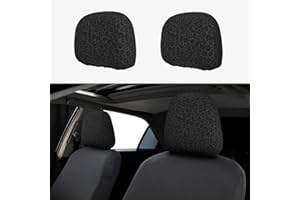 Yobvec Leopard Car Seat Headrest Covers Universal Size, Soft Breathable Cheetah Print Car Accessories 2 Packs Black