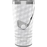 Tervis Traveler Dimple Golf Club and Ball Triple Insulated Tumbler Travel Cup Keeps Drinks Cold & Hot, 20oz, Stainless Steel