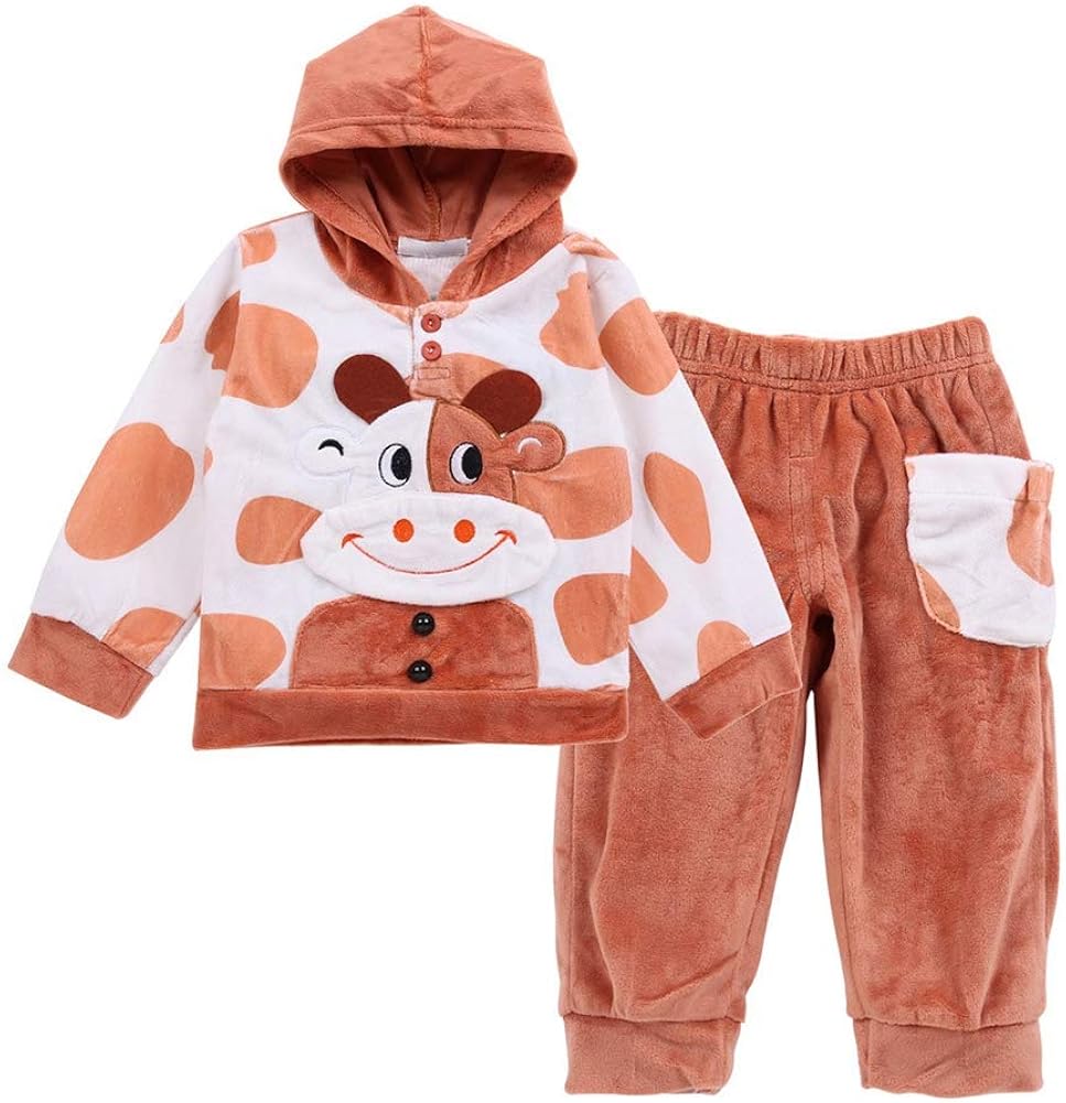 URMAGIC Baby Girls Winter Pajamas Sets Girls Cartoon Print Velvet Long