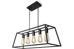 Z ZOSIMIO LIGHT Black Farmhouse Dining Room Chandelier, Industrial Modern Island Lighting Fixture for Kitchen Island, Living Room, Bar (5-Light)