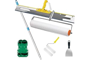 Self Leveling Kits Concrete Roller with 162cm Extension Pole Rake, Floor Self Leveling Cement Spike Roller Shoes, Floor Level