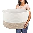 R RUNKA Extra Large Cotton Rope Basket 22" x 14" - Toy Basket for Kids -Blanket Basket for Living Room - Woven Baskets for Storage