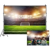 Renaiss 7x5ft Football Stadium Backdrop Soccer Court Field Green Grass Night Spotlight Lights Sports Game Party Photography Background for Kids Adult Birthday Party Decor Photo Booth Studio Props