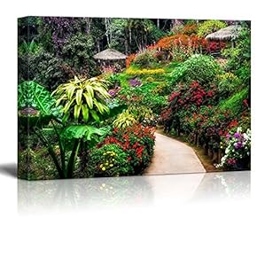 Beautiful Scenery Landscape Colorful Flower Garden in Blossom Wall Decor