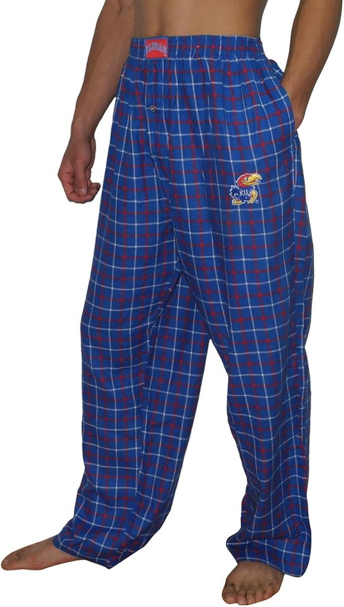 NCAA Kansas Jayhawks Mens Plaid Thermal Sleepwear / Pajama