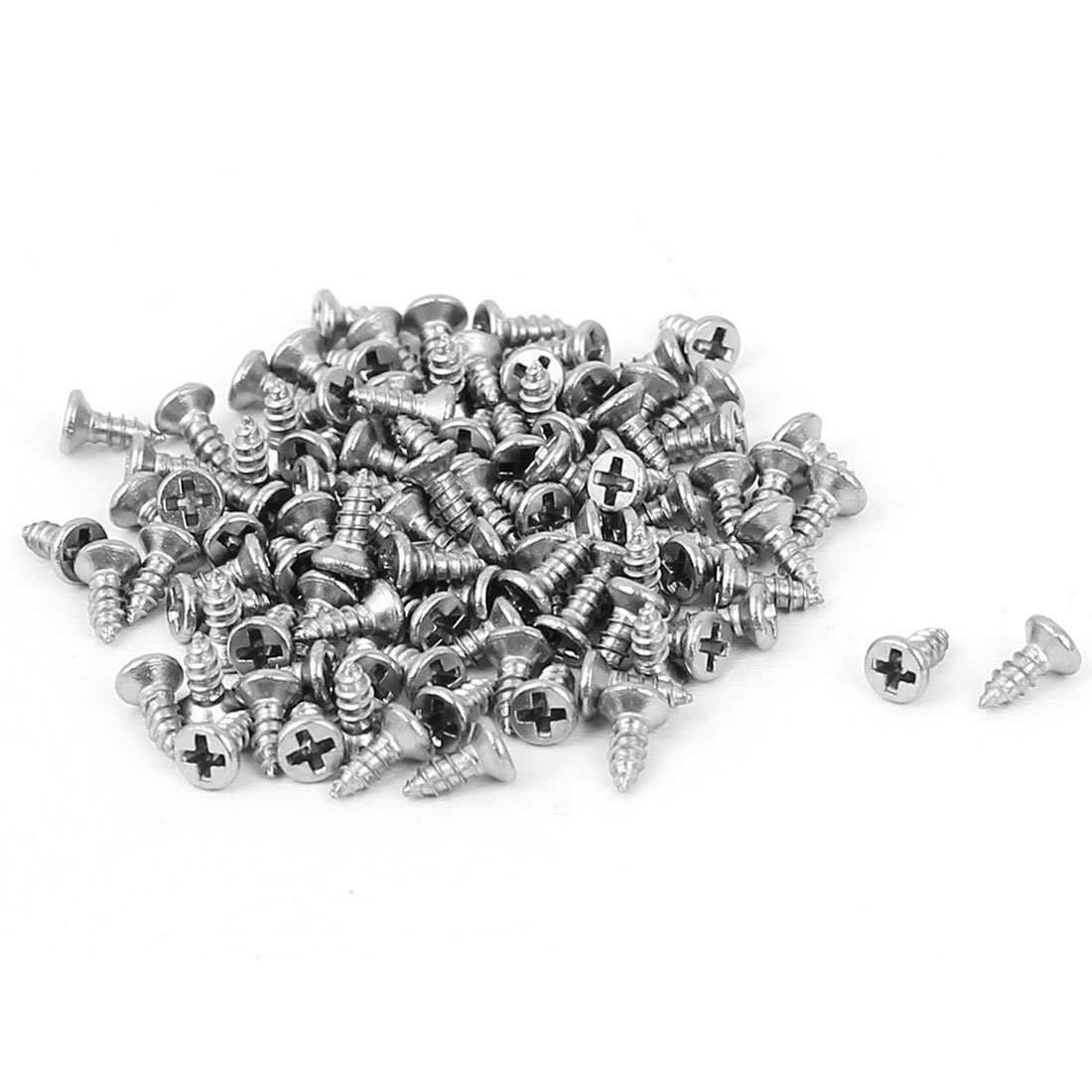 Sourcingmap M1.4 x 4mm Flat Head Phillips Self Tapping Screw Fasteners 100 Pcs