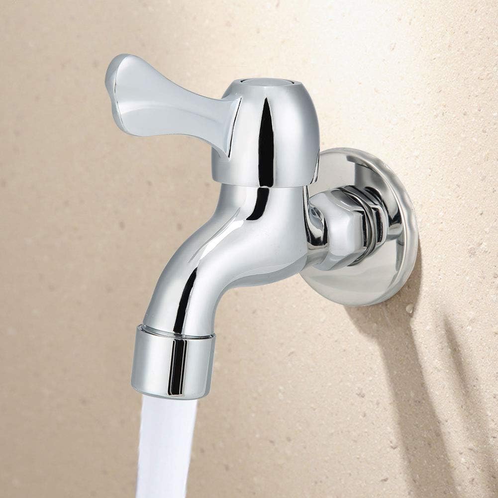 Cikonielf Water Faucet, Copper Single Cold Faucet Quick Open Small Water Tap for Washing Machine Mop Pool Basin G1/2In - Image 4