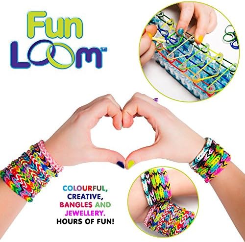 FunLoom Jewelry Weaving Loom Kit for Arts and Crafts | includes Rubber Bands, Loom Board, Hook, Closures and A "How To Loom" Guide Book | for Kids Aged 8 and Older