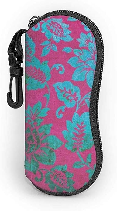 Brillenetui mit Karabiner Sonnenbrillenetui Grün Vintage Floral Damast